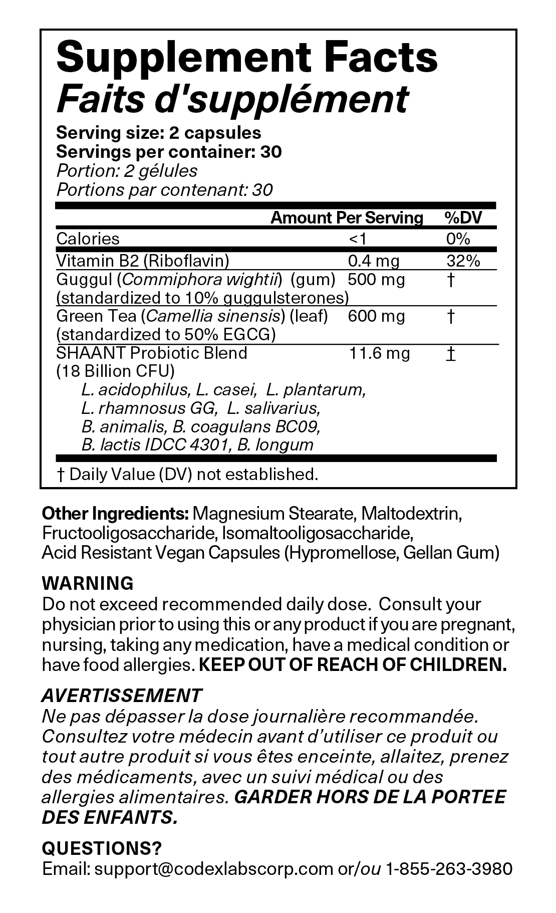 Shaant ClearSkin Probiotic Dietary Supplement 2.0